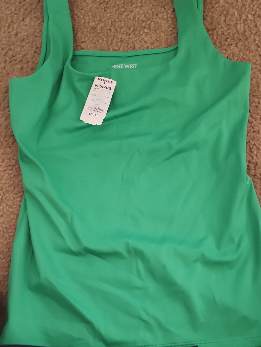 Nine West Bright Green Scoop Neck Tank Top